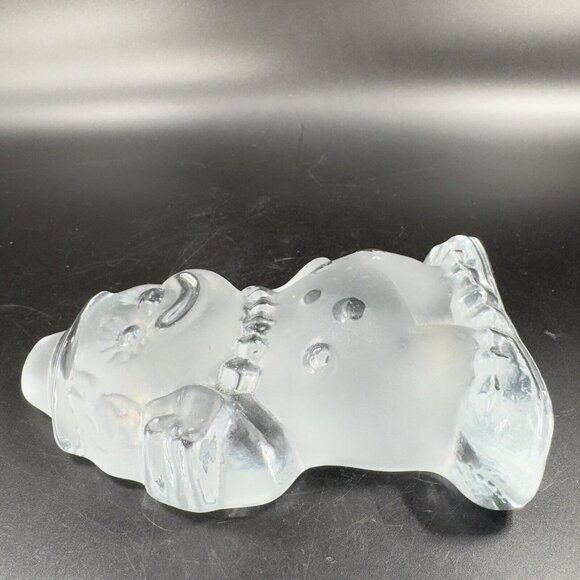 Vintage Viking Glass Clown Figurine Paperweight Frosted Clear Heavy Crystal Vtg - Picture 9 of 13